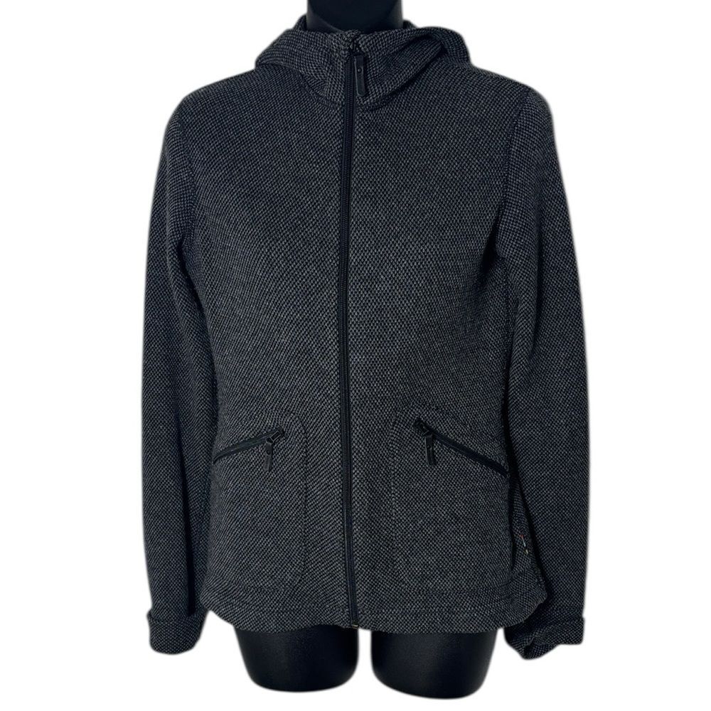 Smartwool women’s xs heritage trail full zip hoodie knit black grey outdoor wool